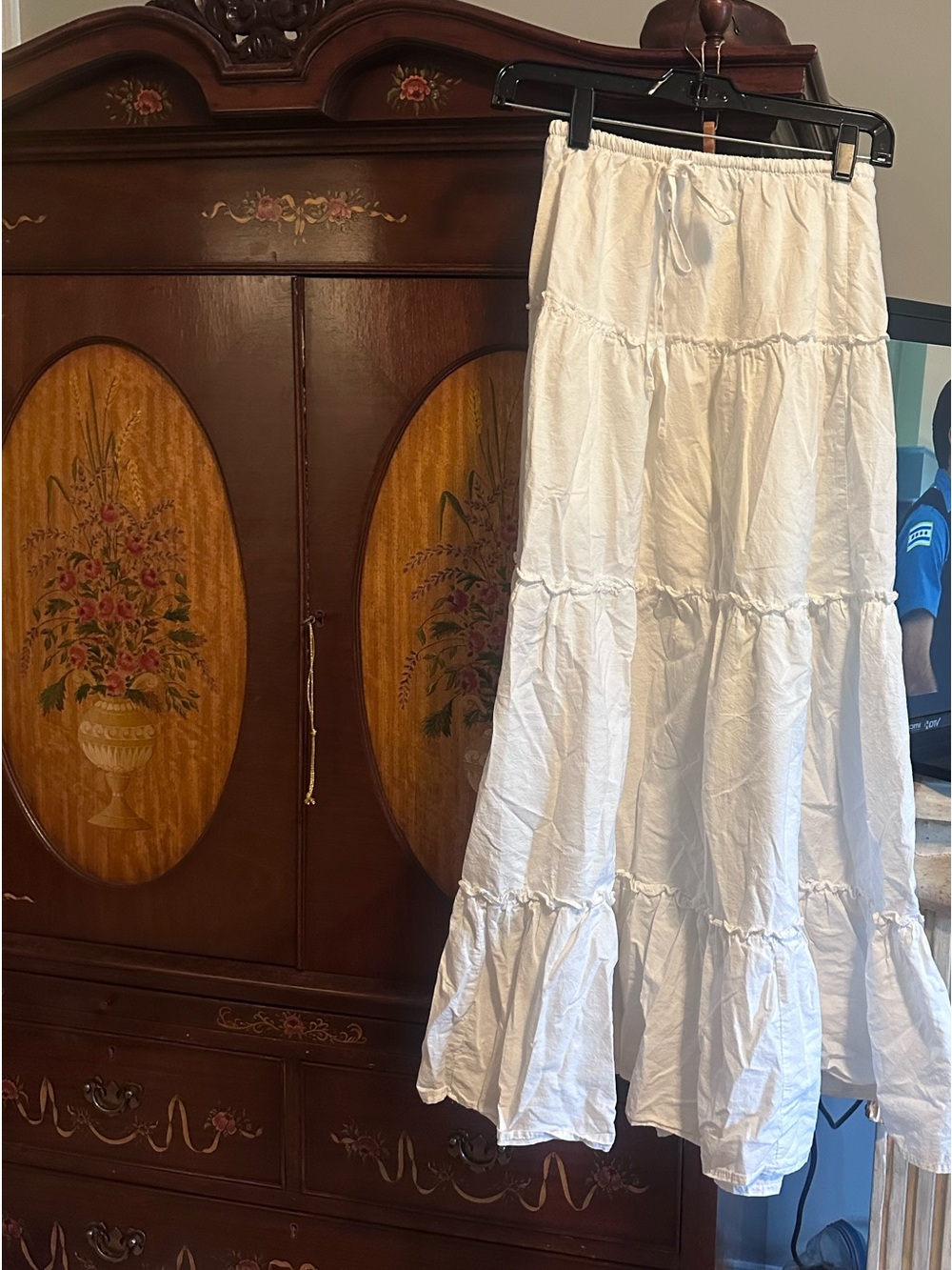 wild fable White Tiered Maxi Skirt with Ruffled Hem